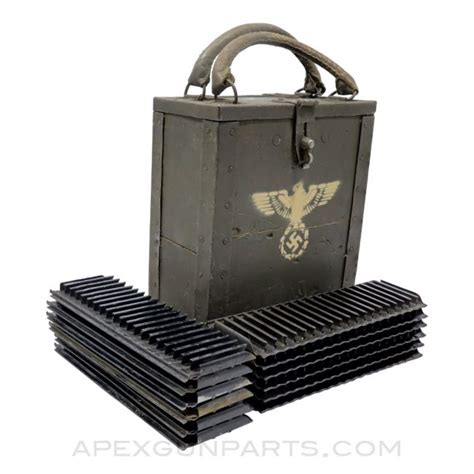 german ww2 metal pistol transit box|Breda M37 MG Ammo Box, w/ Set of 12 Feed Strips  .